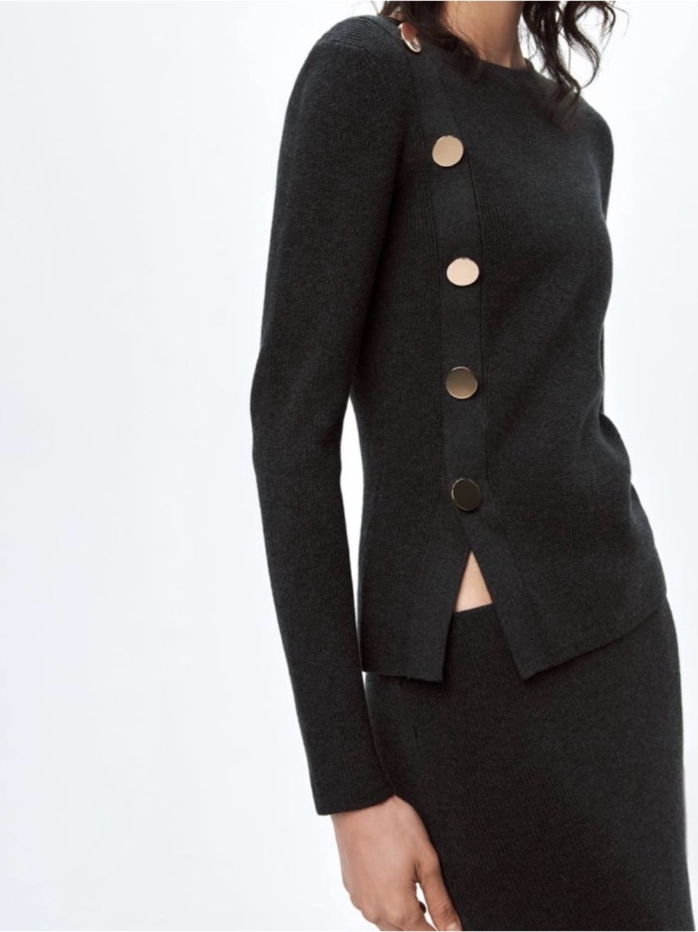 ZARA SIDE BUTTON KNIT SWEATER - size S (NEW WITH TAG)